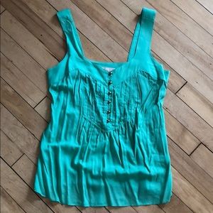 Sea green tank with front button detail